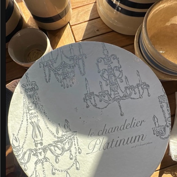 NEW IN BOX SET of FOUR (4) Platinum Chandelier Plates - Picture 4 of 4
